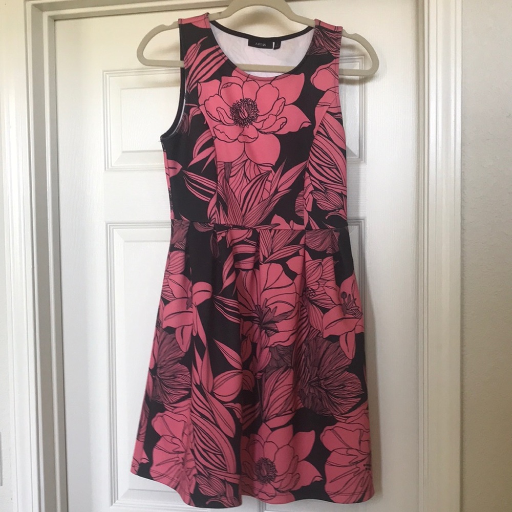 Coral and black dress
